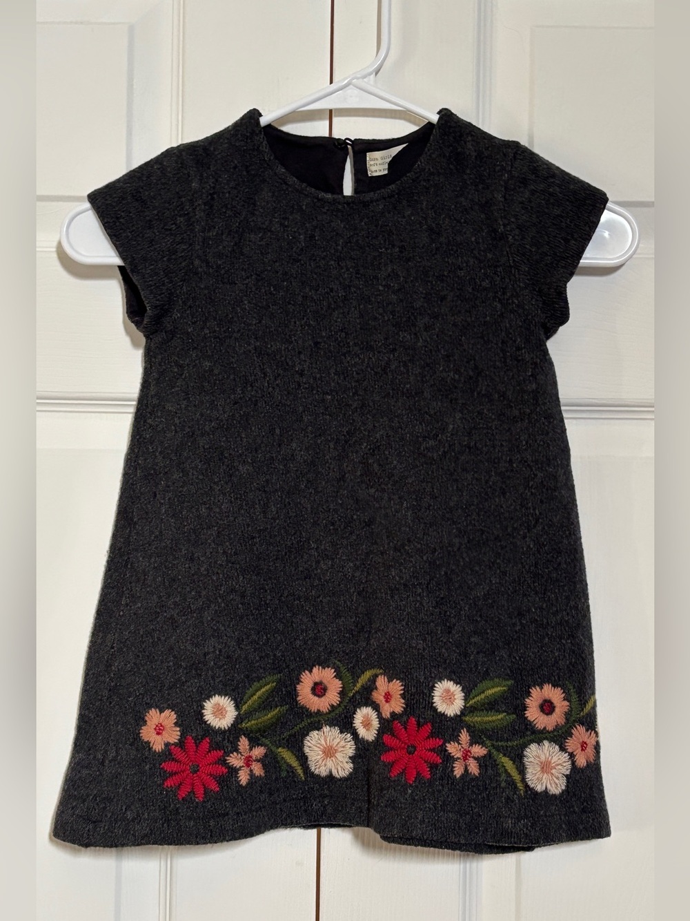Zara Girls 6 Wool Blend Floral Embroidered Knit Dress